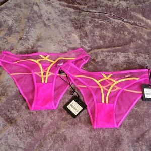 Honey Birdette Saskia Magenta Panties. Set Of 2.